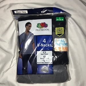 pack of 4 gray and black vneck